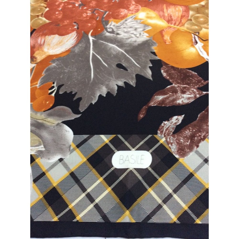 BASILE Gray Fruit Print Silk Scarf  Made In Italy "35/34,5" EX COND - Picture 4 of 11